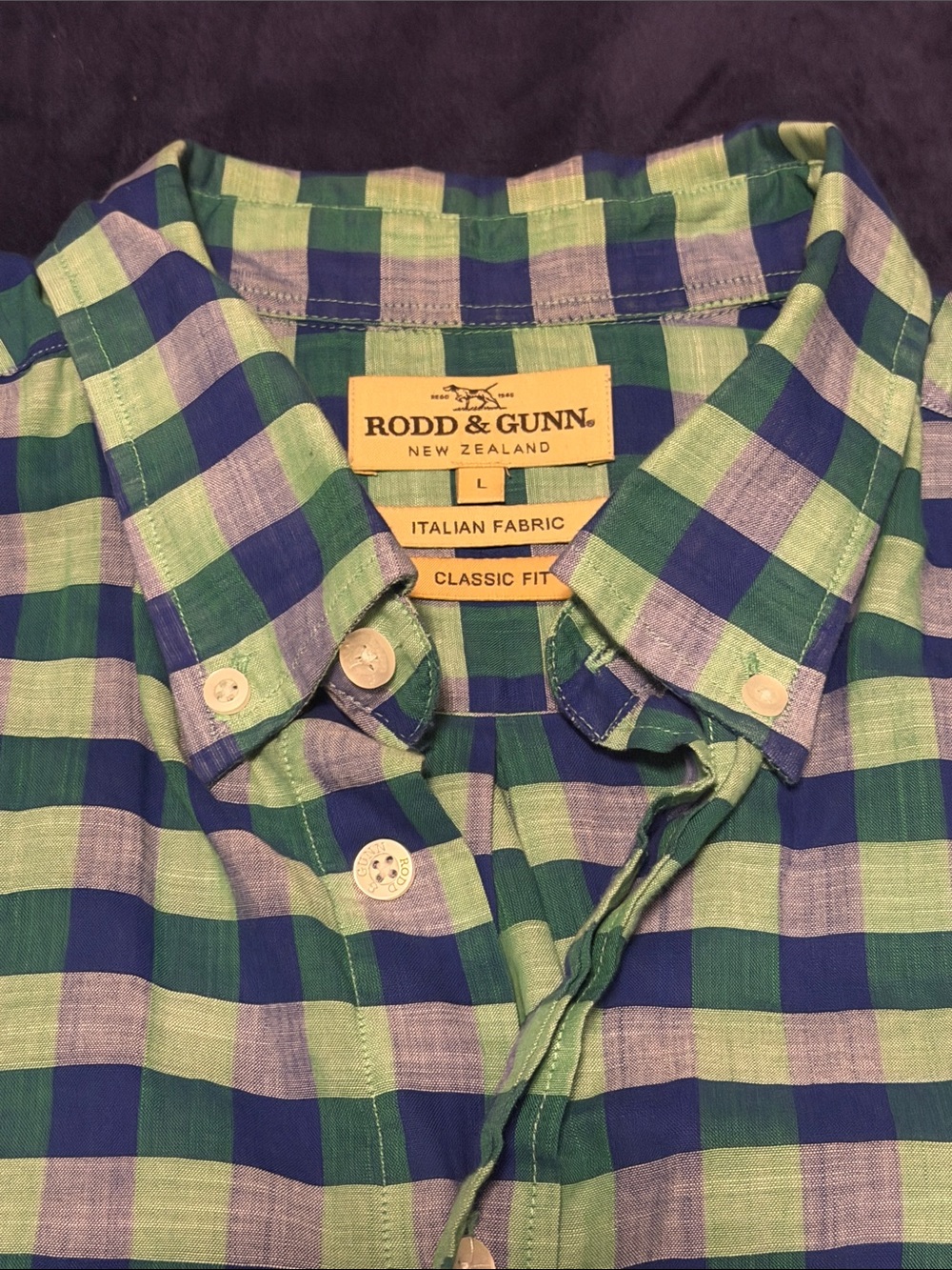 Rodd & Gunn Green and Blue Check Button-Down Shirt